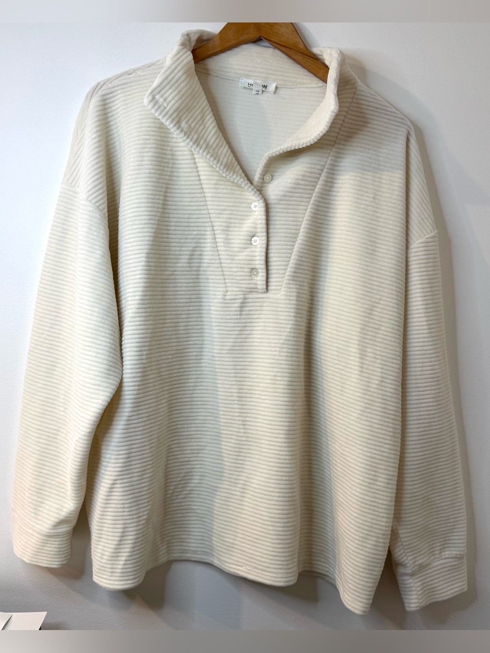 Haven well within cream ribbed button-neck pullover sweater XL